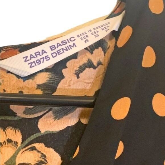 Zara Basic Floral Polka Dot Mixed Print Mini Wrap Dress Size XS - Picture 7 of 7